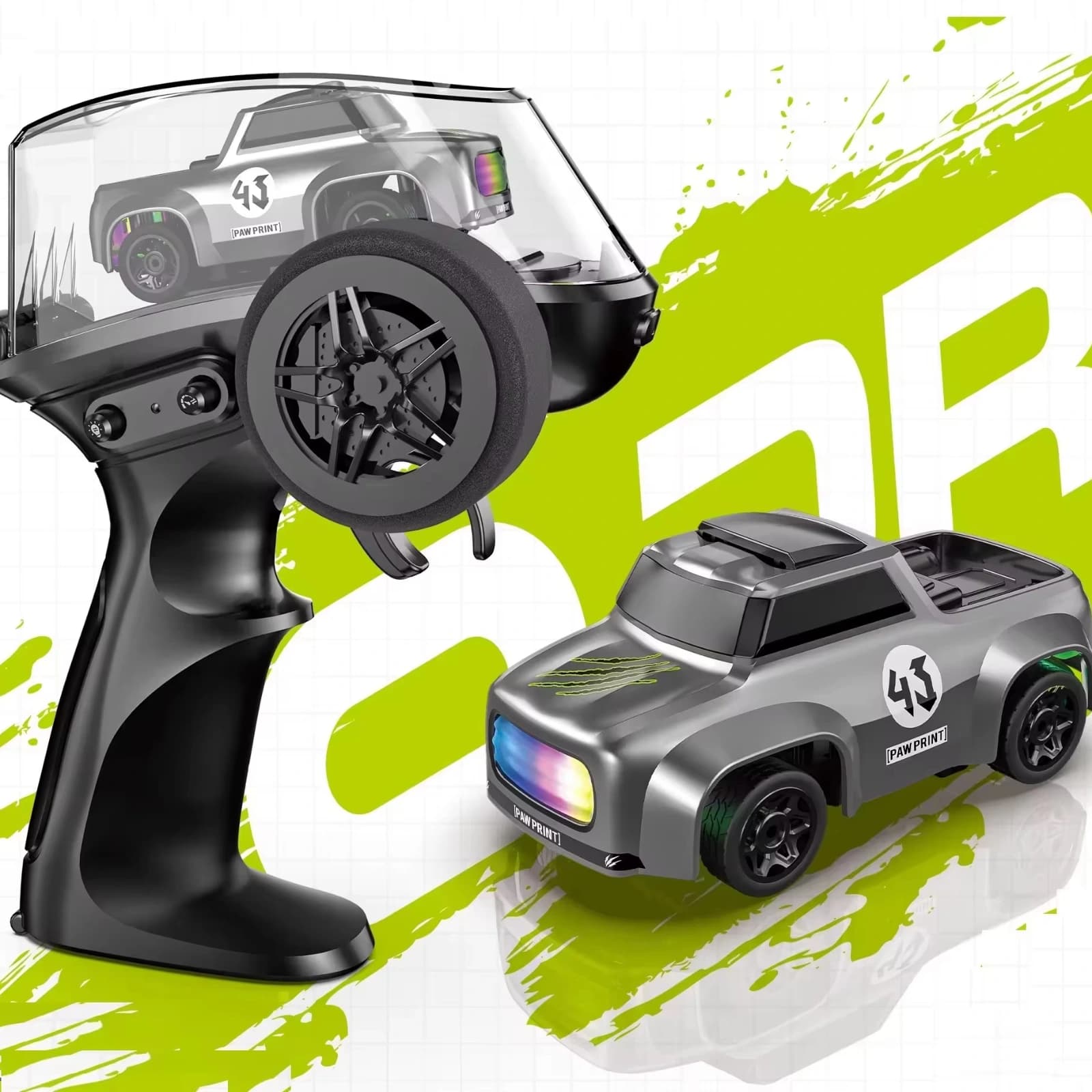Nextronix 1:64 RC Drift Car | 2.4GHz Remote Control | Type-C Rechargeable Battery | LED Lights | High Speed Mini Racing Car